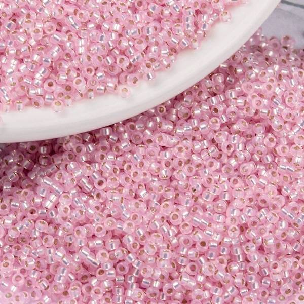 

PandaHall MIYUKI Round Rocailles Beads, Japanese Seed Beads, 15/0, (RR643) Dyed Pink Silverlined Alabaster, 15/0, 1.5mm, Hole: 0.7mm, about...