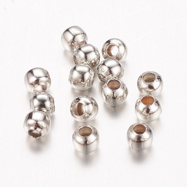 

PandaHall Brass Spacer Beads, Seamless, Round, Platinum, 3mm, Hole: 1~1.2mm Brass Round