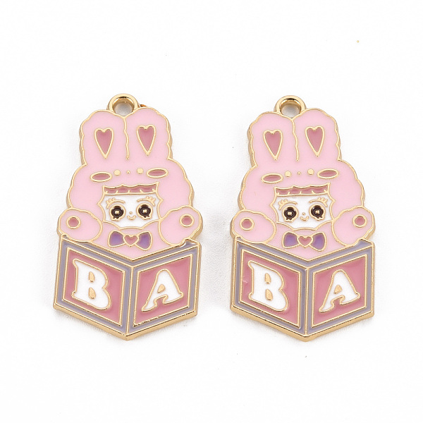 

PandaHall Eco-Friendly Alloy Enamel Pendants, Cadmium Free & Lead Free & Nickel Free, Light Gold, Rabbit with Word BA, Pink, 32x17x1.5mm...
