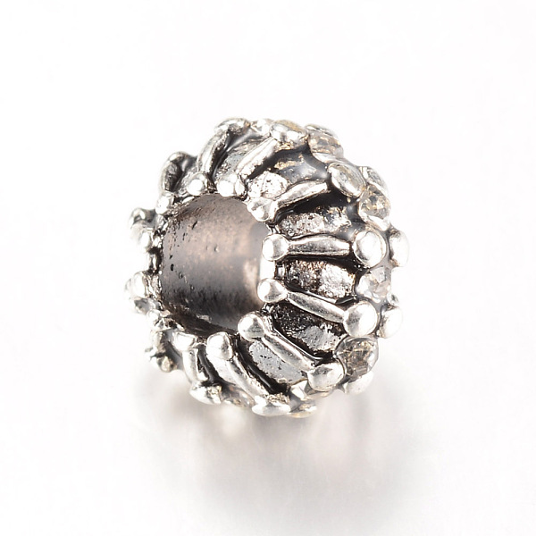 

PandaHall Alloy Rhinestone European Beads, Large Hole Beads, Rondelle, Crystal, 10x7~8mm, Hole: 5mm Alloy+Rhinestone Rondelle Clear