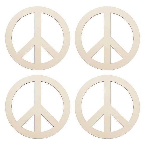PandaHall OLYCRAFT 4Pcs Unfinished Wood Pieces 11.8 Inch Peace Sign Wood Pieces Cutout Unfinished Wood Undyed Wood Peace Sign Slices Blank...