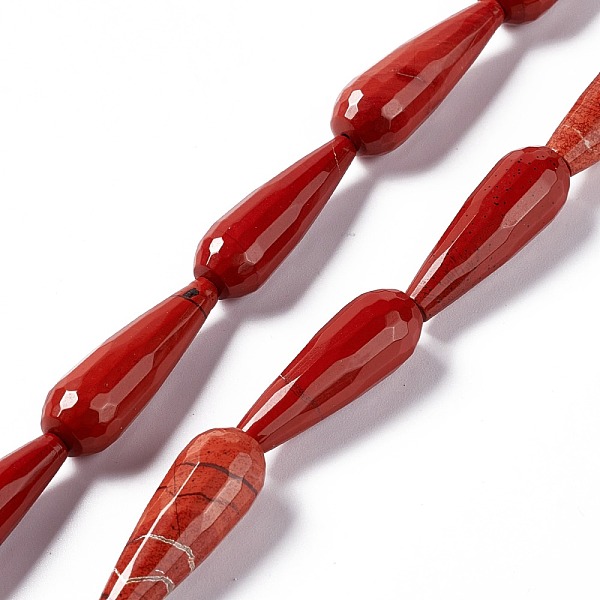 

PandaHall Natural Red Jasper Beads Strands, Faceted, Teardrop, 28~30x9.5~10.5mm, Hole: 1.2mm, about 13pcs/strand, 14.65''~15.39''...