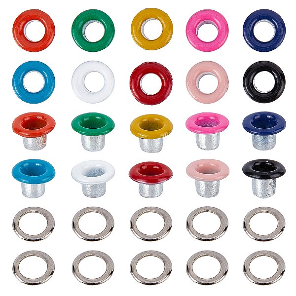

PandaHall GORGECRAFT 200 Sets 10 Colors Eyelets and Grommets 3MM Hole Self Backing Eyelet Mini Crop A Dile Eyelets with Washers for Paper..., Multicolor