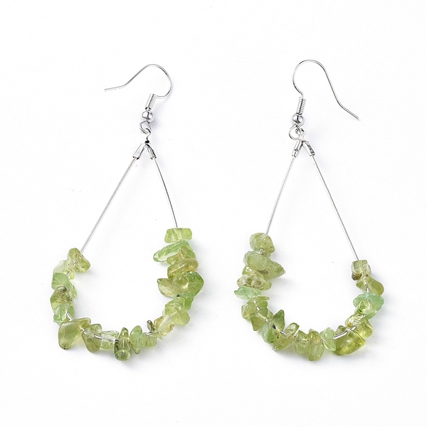 

PandaHall Dangle Earrings, with Natural Peridot Chips, Platinum Plated Brass Earring Hooks and teardrop, Pendants, 71~75mm, Pendant...