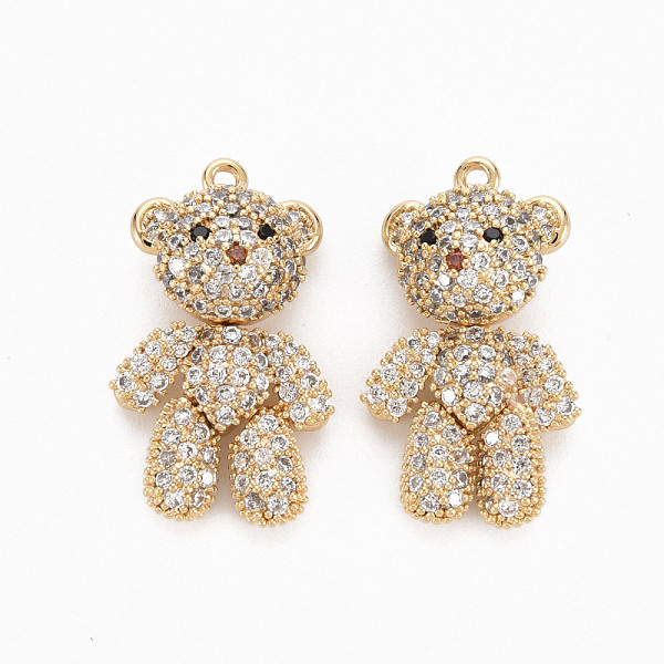 

PandaHall Brass Micro Pave Clear Cubic Zirconia Pendants, Nickel Free, Bear, Real 18K Gold Plated, 23x12x7.5mm, Hole: 1.2mm Brass+Cubic...