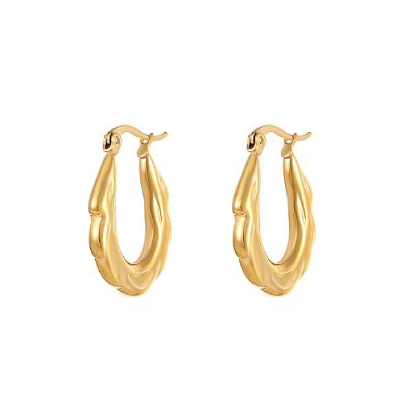 

PandaHall Titanium Steel Hoop Earrings, Golden, 26x21mm Titanium Steel