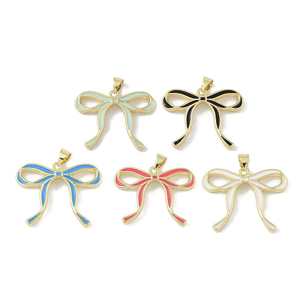 

PandaHall Brass Pendants, with Enamel, Bowknot Charm, Real 18K Gold Plated, Mixed Color, 21.5x28x3.5mm, Hole: 5x3mm Brass+Enamel Bowknot..., Multicolor