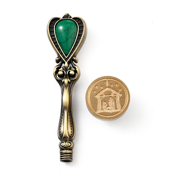 

PandaHall DIY Scrapbook, Brass Wax Seal Stamp, with Alloy Handles, for DIY Scrapbooking, Building Pattern, Stamp: 25mm, Handle...