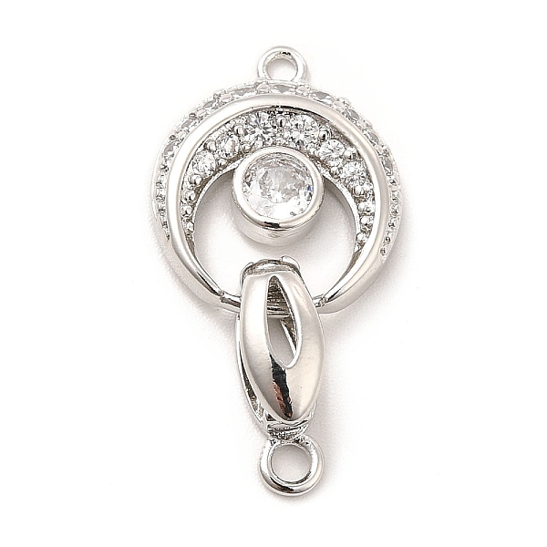 

PandaHall Rack Plating Brass Pave Clear Cubic Zirconia Fold Over Clasps, Long-Lasting Plated, Cadmium Free & Lead Free, Flat Round, Real...