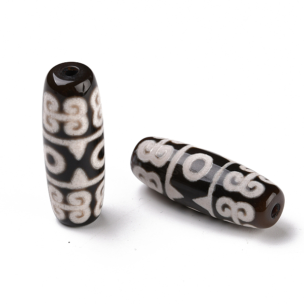 

PandaHall Tibetan Style dZi Beads, Natural Agate Beads, Dyed & Heated, Oval, 3-Eye, 28.5~32x10~12.5mm, Hole: 1.5~3mm Tibetan Agate Oval
