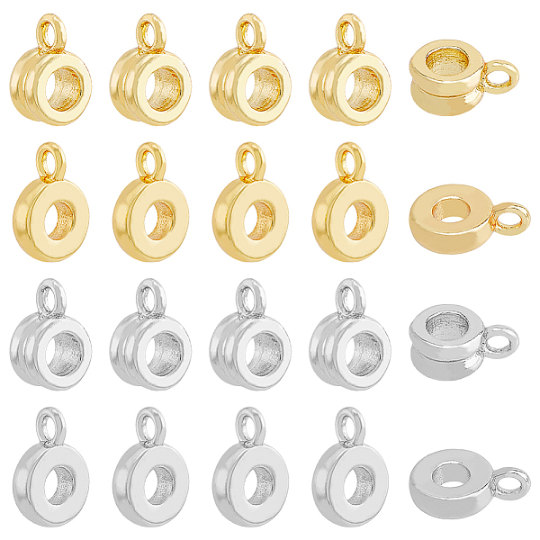

PandaHall SUPERFINDINGS 40Pcs 2Style Brass Tube Bails Platinum and Golden Loop Bails Carrier Hanger Links Dangle Hanger Beads with Charm...