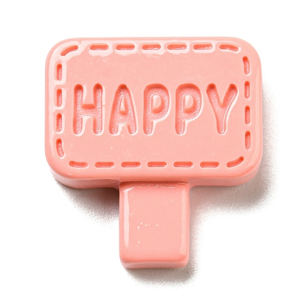 

PandaHall Opaque Resin Cabochons, Street Signs with Word Happy, Salmon, 20x19x5mm Resin Rectangle Red