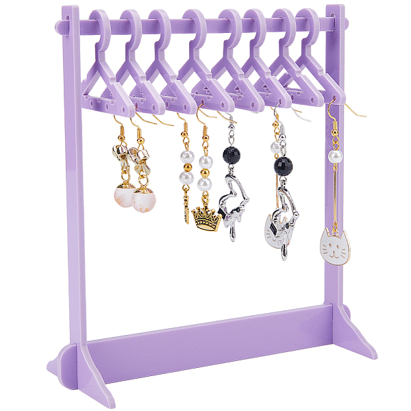 

PandaHall CRASPIRE 1 Set Coat Hanger Shaped Acrylic Earring Display Stands, Jewelry Organizer Holder for Earring Storage, with 8Pcs Mini..., Purple