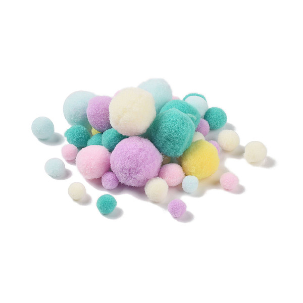 

PandaHall Polyester Ball Decoration, Pom Pom Ball, For DIY Craft, Mixed Color, 0.8~3cm, about 100pcs/set Polyester Round Multicolor
