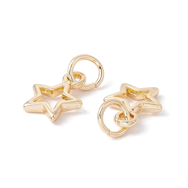 

PandaHall Rack Plating Alloy Charms, with Jump Rings, Long-Lasting Plated, Cadmium Free & Lead Free, Hollow Star, Golden, 12x9.5x2mm, Hole...