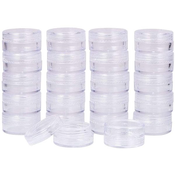 PandaHall About 40 Pcs 5 Gram Round Clear Empty Plastic Cosmetic Samples Container Pot Jars with Screw Lids for Make Up, Eye Shadow, Nails...