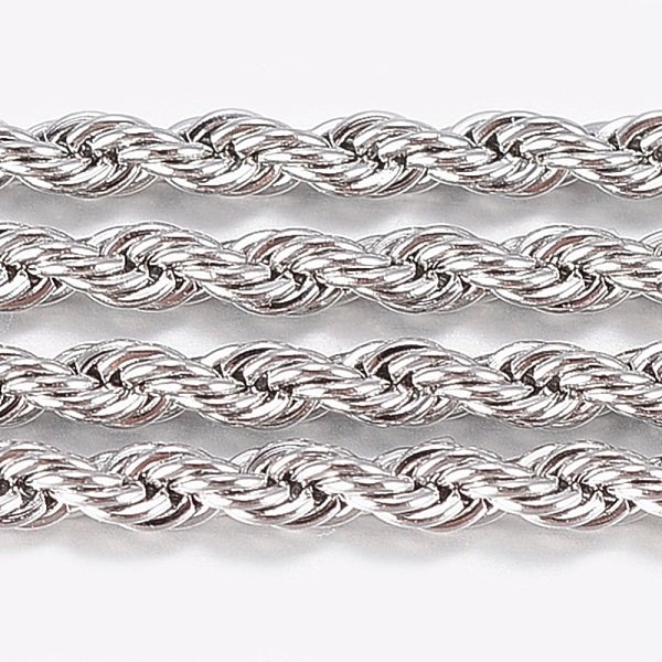 

PandaHall 304 Stainless Steel Rope Chains, with Spool, Unwelded, Stainless Steel Color, 2x2mm, about 32.8 Feet(10m)/roll 304 Stainless Steel