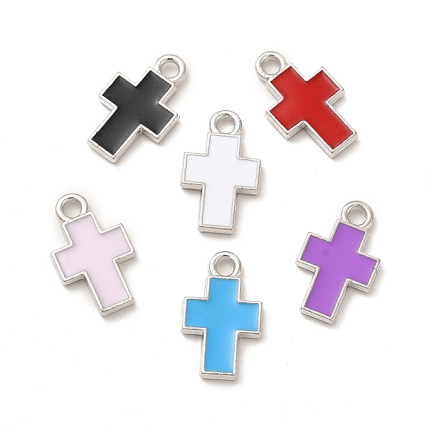 

PandaHall Alloy Enamel Pendants, Cross Charm, Mixed Color, Platinum, 15.5x9x1.8mm, Hole: 1.8mm Alloy+Enamel Cross Multicolor