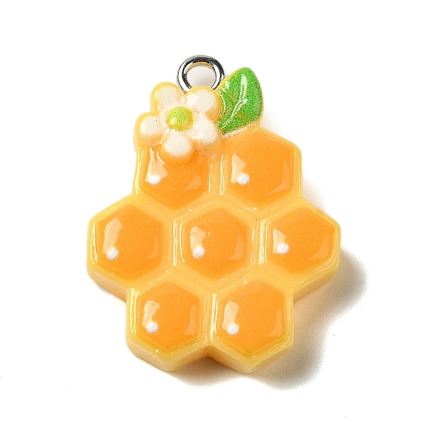

PandaHall Bee Theme Opaque Resin Pendants, with Platinum Tone Iron Loops, Orange Color, Honeycomb, 26x20x5.5mm, Hole: 2mm Iron+Resin Others...
