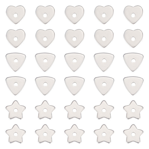 

PandaHall Unicraftale 150Pcs 3 Style 304 Stainless Steel Beads, Triangle & Star & Hear, Stainless Steel Color, 8x8x1mm, Hole: 1.5mm...