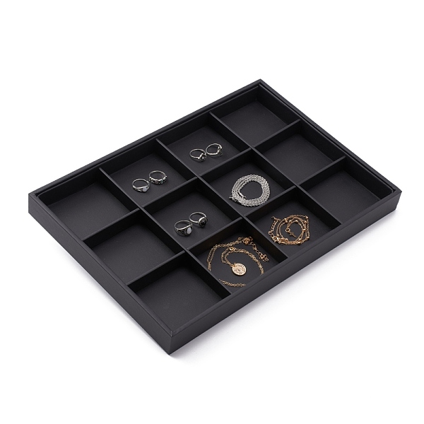 Stackable Wood Display Trays Covered By Black Leatherette