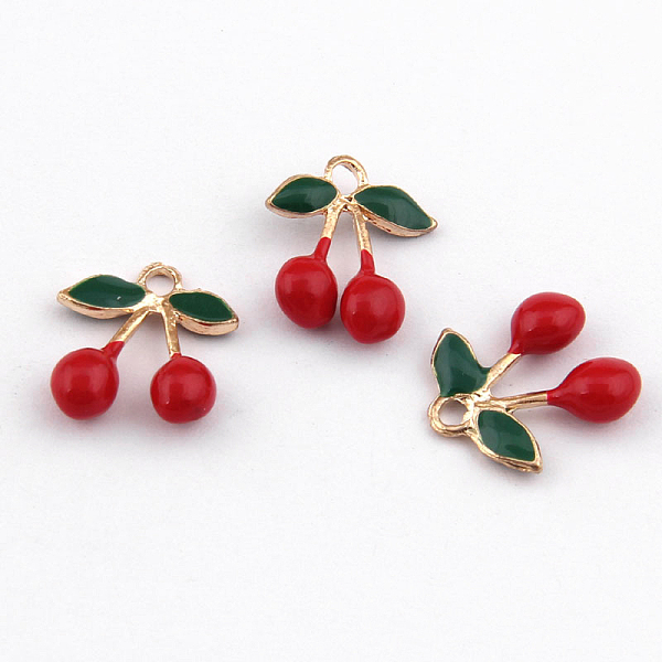 

PandaHall Alloy Enamel Pendants, Cherry, Light Gold, 17x13mm Alloy+Enamel Fruit
