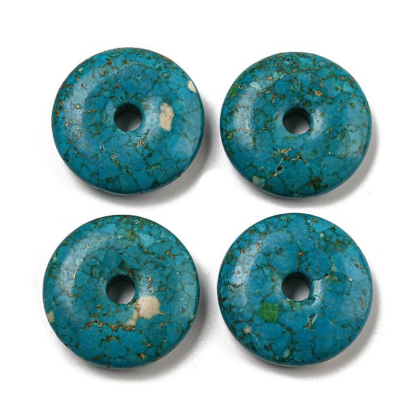 

PandaHall Dyed Synthetic Turquoise Pendants, Donut Charms, Teal, 24.5~25x6.5~7mm, Hole: 4.5mm Synthetic Turquoise Donut Cyan