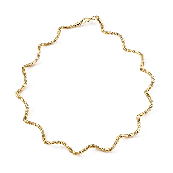 

PandaHall Brass Choker Necklaces, Wavy Twist Minimalism Necklace, Real 14K Gold Plated, 16-3/8 inch(41.5cm) Brass Twist