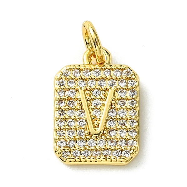 

PandaHall Rack Plating Brass Micro Pave Clear Cubic Zirconia Charms, Long-Lasting Plated, Lead Free & Cadmium Free, Rectangle with Letter...