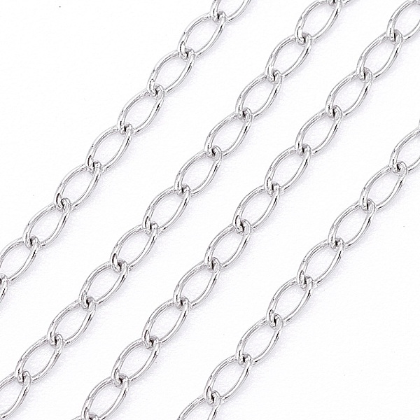 

PandaHall 304 Stainless Steel Curb Chains/Twisted Chains, Soldered, with Card Paper, Stainless Steel Color, Links: 3x1.2x0.3mm, about 32.8...