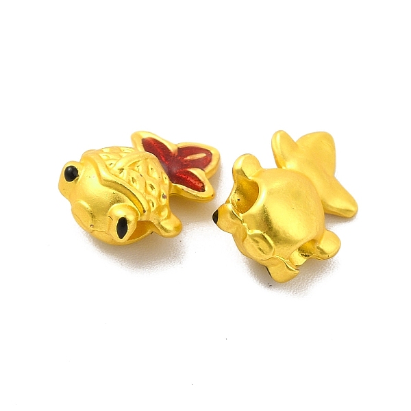 

PandaHall Rack Plating Alloy Enamel Beads, Fish, Matte Gold Color, 9.5x12.5x6mm, Hole: 2.5mm Alloy+Enamel Fish Red
