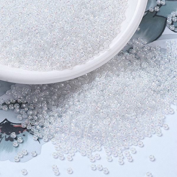 

PandaHall MIYUKI Round Rocailles Beads, Japanese Seed Beads, 11/0, (RR284) White Lined Crystal AB, 2x1.3mm, Hole: 0.8mm, about 1111pcs/10g...