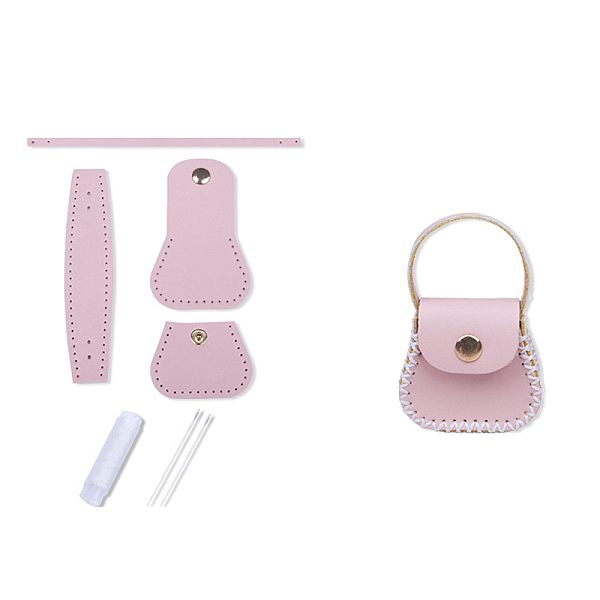 

PandaHall DIY Purse Making Kit, Including Cowhide Leather Bag Accessories, Iron Needles & Waxed Cord, Pink, 5x5.3cm Leather Pink