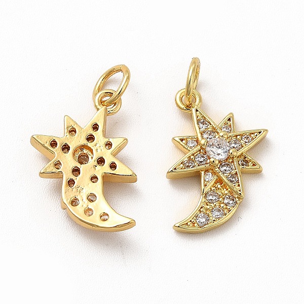

PandaHall Rack Plating Brass Micro Pave Cubic Zirconia Star Pendants, Meteor Charm, with Jump Ring, Real 18K Gold Plated, 15.5x13x3mm, Hole..., Clear
