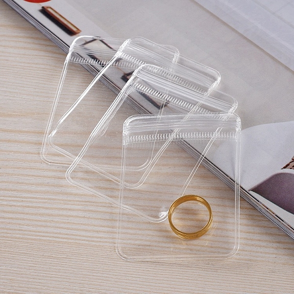 

PandaHall 50Pcs Soft Plastic Zip Lock Bags, Top Seal Bags for Jewelry Storage, Rectangle, Clear, 13x9cm, Unilateral Thickness: 5.1 Mil...