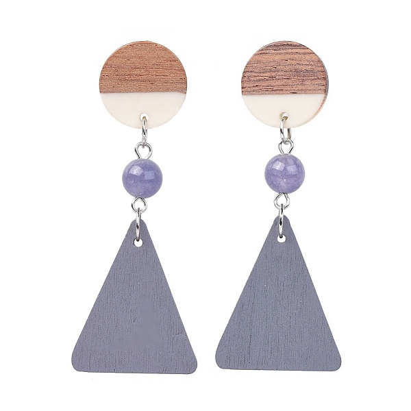 

PandaHall Stud Earrings, with Natural Mixed Gemstone Beads, Pear Wood Pendants, Resin & Wood Pendants and Brass Findings, Flat Round and..., Multicolor