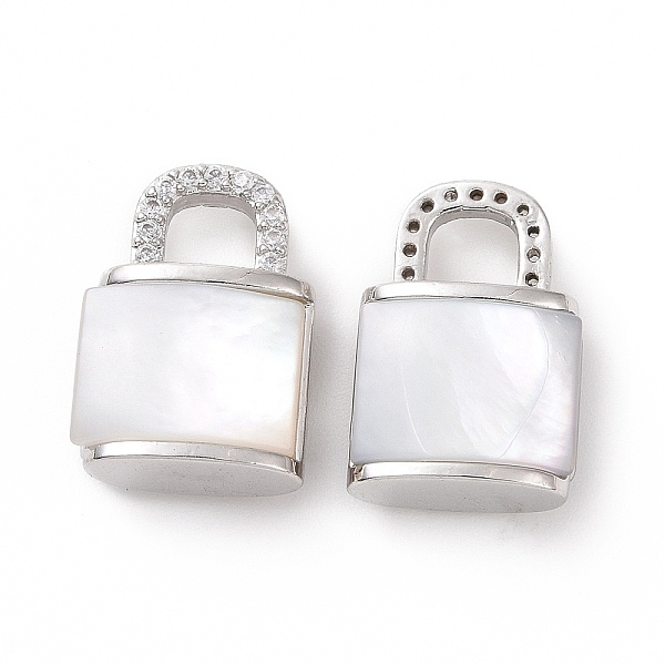 

PandaHall Brass Micro Pave Clear Cubic Zirconia Pendants, with Shell, Lock Charm, Platinum, 14x9.5x5mm, Hole: 3.5x3.5mm Brass+Cubic...
