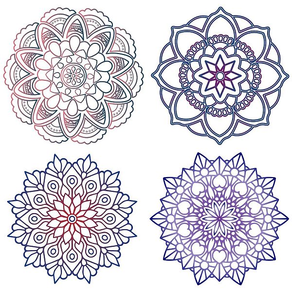 PandaHall PVC Window Sticker, Flat Round Shape, for Window or Stairway Home Decoration, Flower, 160x0.3mm, 4 styles, 1pc/style, 4pcs/set...
