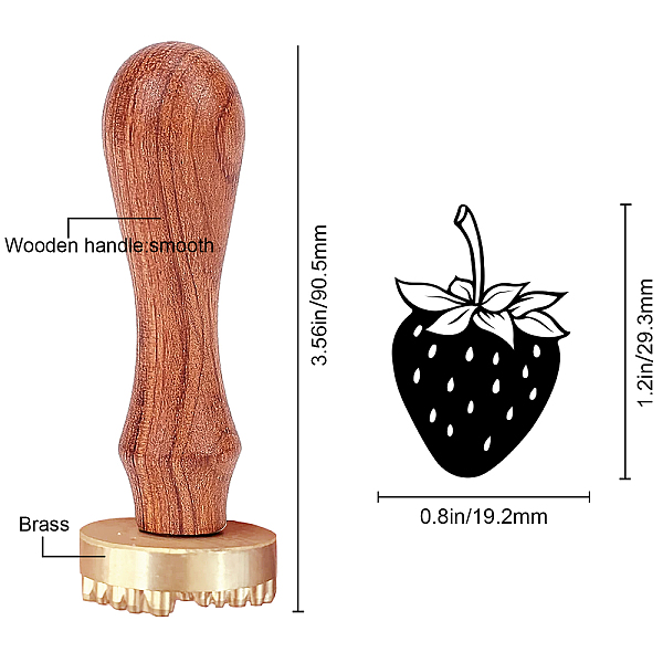 

PandaHall CRASPIRE 1Pc Brass Stamp Head, with 1Pc Rectangle Velvet Pouches and 1Pc Pear Wood Handle, for Wax Seal Stamp, Strawberry Pattern...
