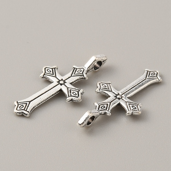 

PandaHall Tibetan Style Alloy Pendants, Cross Charm, Religion, Antique Silver, 23x12x3.5mm, Hole: 2mm Alloy Cross