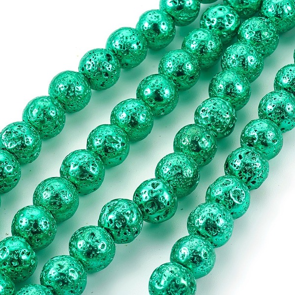 Brins de perles de pierre de lave naturelle galvanisées