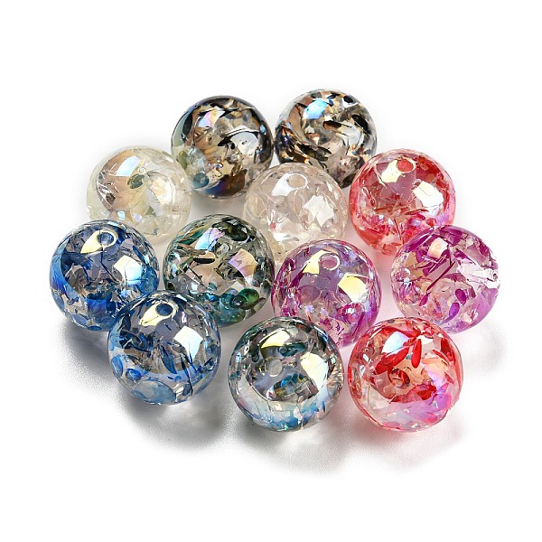 

PandaHall Transparent Crackle Acrylic Beads, Round, Mixed Color, 16mm, Hole: 2mm Acrylic Round Multicolor
