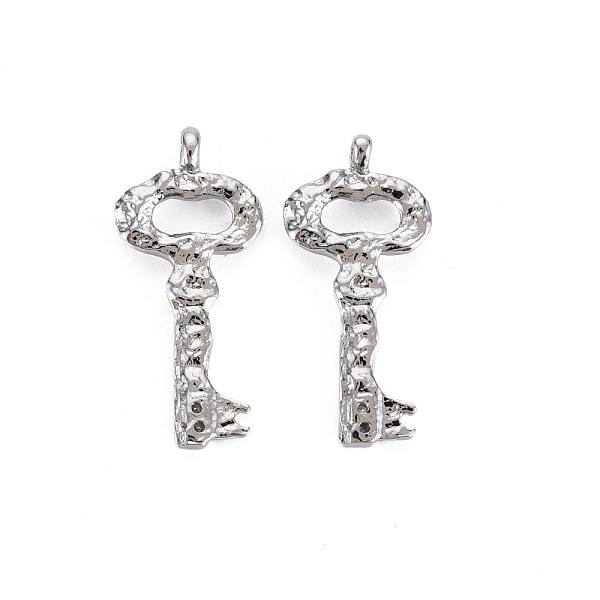 

PandaHall Brass Micro Pave Clear Cubic Zirconia Pendants, Nickel Free, Key, Real Platinum Plated, 23x10.5x1.5mm, Hole: 1.2mm Brass+Cubic...