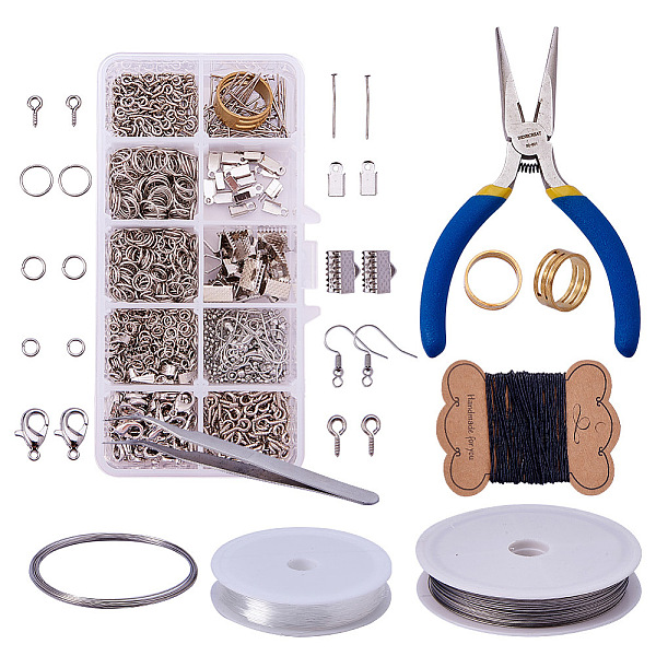 PandaHall DIY Jewelry Making Kits, Metal Jewelry Findings & Tools Sets, Platinum Metal