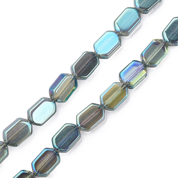 

PandaHall Electroplate Glass Beads Strands, Half Plated, Oval, Medium Turquoise, 9.5x6.5x3.5mm, Hole: 0.9mm, about 78Pcs/strand, 25.59 inch...