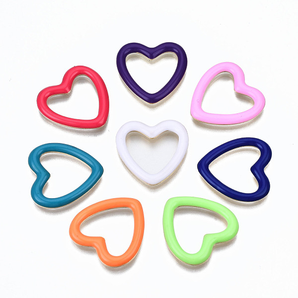 

PandaHall Brass Enamel Linking Rings, Cadmium Free & Nickel Free & Lead Free, Heart, Real 16K Gold Plated, Mixed Color, 19.5x19.5x2.5mm..., Multicolor