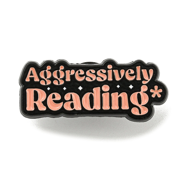 

PandaHall Aggressively Reading Zinc Alloy Brooches, Word Enamel Pins for Backpack, Suit, Black, 13x30.5x1.5mm Alloy+Enamel Word