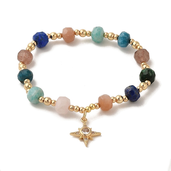 

PandaHall Faceted Rondelle Natural Fuchsite & Sunstone & Lapis Lazuli & Strawberry & Amazonite & Apatite & Rose Quartz Bead Stretch...
