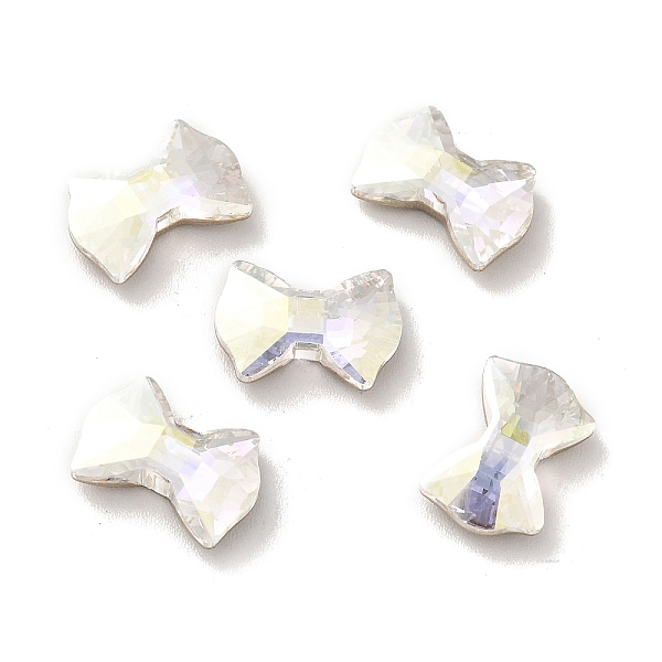 

PandaHall K9 Glass Rhinestone Cabochons, Flat Back & Back Plated, Faceted, Bowknot, Crystal, 8.1x12x3.5mm Glass Rhinestone Bowknot Clear