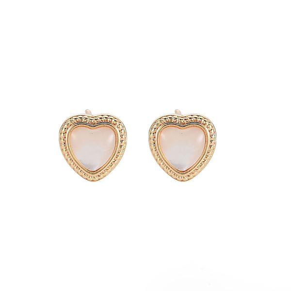 

PandaHall Natural Freshwater Shell Stud Earring Findings, with Brass Findings, with Loop, Nickel Free, Heart, Real 18K Gold Plated, 9x9mm...